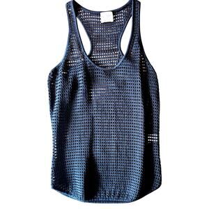 Revolve TORN BY RONNY KOBO Black Open Knit Racerback Tank Top, Sz XS, New